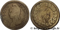 Un décime Dupré, grand module, &nbsp;refrappage&nbsp; du 2 décimes 1797 Limoges F.128/9 BC15 