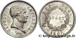 Quart (de franc) Napoléon Empereur, tête de nègre 1807 Paris F.160/1 AU55 