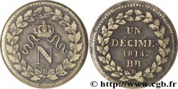 Un décime à l’N couronnée 1814 Strasbourg F.131/3 TTB48 