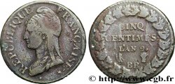 Cinq centimes Dupré, grand module 1801 Strasbourg F.115/154 TB35 