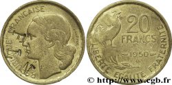 20 francs G. Guiraud, 4  faucilles, contremarqué FLN 1950 Paris F.402/3 var.