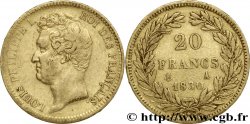 20 francs or Louis-Philippe, Tiolier, tranche inscrite en creux 1830 Paris F.524/1