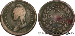 Un décime Dupré, grand module, &nbsp;refrappage&nbsp; du 2 décimes 1797 Limoges F.128/9 TB30 