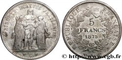 Faux de 5 francs Hercule, tranche striée 1875 Paris F.334/14 var.