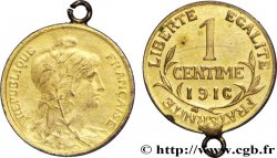 1 centime Daniel-Dupuis, avec bélière et doré 1916 Paris F.105/17 var. TTB50 