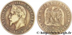 Cinq centimes Napoléon III, tête laurée 1864 Strasbourg F.117/14 TB30 