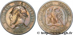 Dix centimes Napoléon III, tête nue, satirique 1856 Lille F.133/40