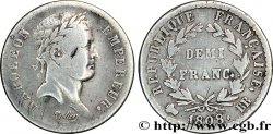 Demi-franc Napoléon Ier tête laurée, République française 1808 Strasbourg F.177/4