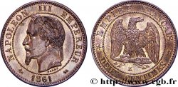 Deux centimes Napoléon III, tête laurée 1861 Bordeaux F.108A/3 SUP58 