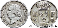 1/4 franc Louis XVIII 1817 Perpignan F.163/9 TTB45 