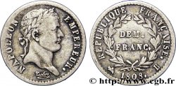 Demi-franc Napoléon Ier tête laurée, République française, buste fin 1808 Rouen F.177/3 TTB42 