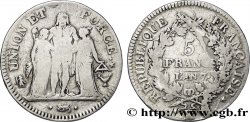 5 francs Union et Force, Union desserré, seulement gland extérieur, petite feuille 1799 Bordeaux F.297/1