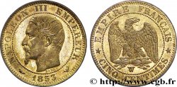 Cinq centimes Napoléon III, tête nue 1853 Lille F.116/7