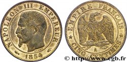Cinq centimes Napoléon III, tête nue 1854 Paris F.116/8