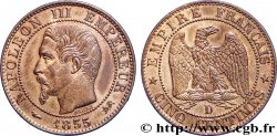 Cinq centimes Napoléon III, tête nue, différent levrette 1855 Lyon F.116/22