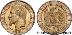 Cinq centimes Napoléon III, tête laurée 1865 Strasbourg F.117/17 SUP58 