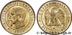 Dix centimes Napoléon III, tête nue, différent ancre 1855 Strasbourg F.133/24