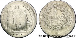 5 francs Union et Force, Union serré, avec glands intérieurs et gland extérieur 1799 Paris F.288/95