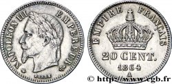 20 centimes Napoléon III, tête laurée, petit module 1864 Paris F.149/1 TTB50 