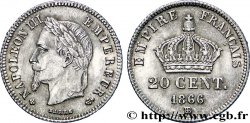 20 centimes Napoléon III, tête laurée, petit module 1866 Strasbourg F.149/5 SUP62 