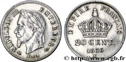 20 centimes Napoléon III, tête laurée, petit module 1866 Bordeaux F.149/6 TTB45 