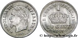 20 centimes Napoléon III, tête laurée, grand module 1867 Paris F.150/1 SUP61 