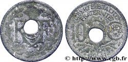 10 centimes Lindauer en zinc, Cmes souligné et millésime avec points, perforation décentrée 1941  F.140/2 var.