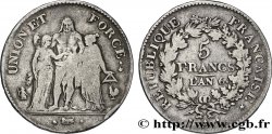 5 francs Union et Force, Union serré, glands intérieurs, gland extérieur, petite feuille 1798 Paris F.288/33