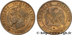 Dix centimes Napoléon III, tête nue, différent ancre, satirique 1870 Strasbourg F.133/- var.