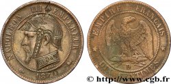 Dix centimes Napoléon III, tête nue, différent ancre, satirique 1870 Lyon F.133/- var.