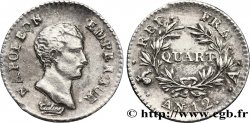 Quart (de franc) Napoléon Empereur, Calendrier révolutionnaire 1804 Paris F.158/1 TTB53 