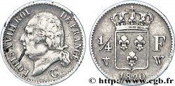 1/4 franc Louis XVIII 1820 Lille F.163/19 TTB45 