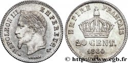20 centimes Napoléon III, tête laurée, petit module 1864 Strasbourg F.149/2