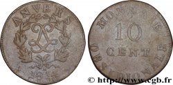 10 cent. Anvers au double L, frappe de l’atelier de Wolschot 1814  Anvers F.130C/2