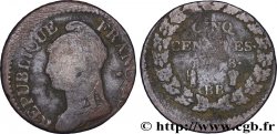Cinq centimes Dupré, grand module, frappe décentrée 1800 Strasbourg F.115/117 var.