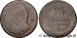 Un décime Dupré, grand module, &nbsp;refrappage&nbsp; du 2 décimes 1797 Orléans F.128/10 B6 