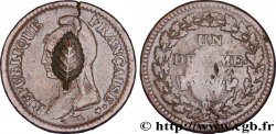 Un décime Dupré, grand module, contremarqué d’une feuille 1799 Paris F.129/20 var. TB35 