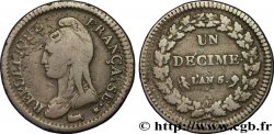 Un décime Dupré, grand module, &nbsp;refrappage&nbsp; du 2 décimes 1797 Paris F.128/1 TB25 