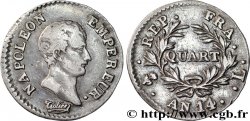Quart (de franc) Napoléon Empereur, Calendrier révolutionnaire 1805 Bayonne F.158/19 TTB40 