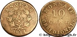 10 cent. Anvers au double L, frappe de l’atelier de Wolschot 1814  Anvers F.130C/2 TB18 
