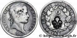 2 francs Napoléon Ier tête laurée, Empire français, contremarqué d’une fleur de lys 1811 Paris F.255/24 var.