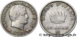 15 soldi Napoléon Empereur et Roi d’Italie 1814 Milan M.268  TB30 