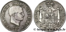 5 lire Napoléon Empereur et Roi d’Italie, 1er type, tranche en relief 1810 Bologne M.78 