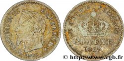 20 centimes Napoléon III, tête laurée, grand module 1867 Bordeaux F.150/3 B10 