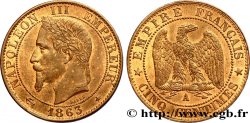 Cinq centimes Napoléon III, tête laurée 1863 Paris F.117/10 SUP58 