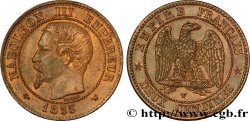 Deux centimes Napoléon III, tête nue 1855 Lille F.107/37 AU52 