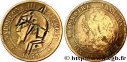 Dix centimes Napoléon III, tête nue, satirique 1855 Strasbourg F.133/24 var.