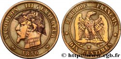 Dix centimes Napoléon III, tête nue, satirique 1856 Lille F.133/40 var.