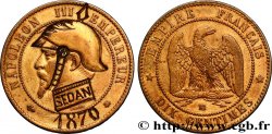 Dix centimes Napoléon III, tête nue, satirique 1870 Strasbourg F.133/- var.