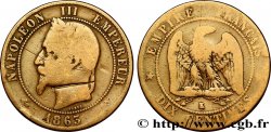 Dix centimes Napoléon III, tête laurée, satirique 1863 Bordeaux F.134/12 var.
